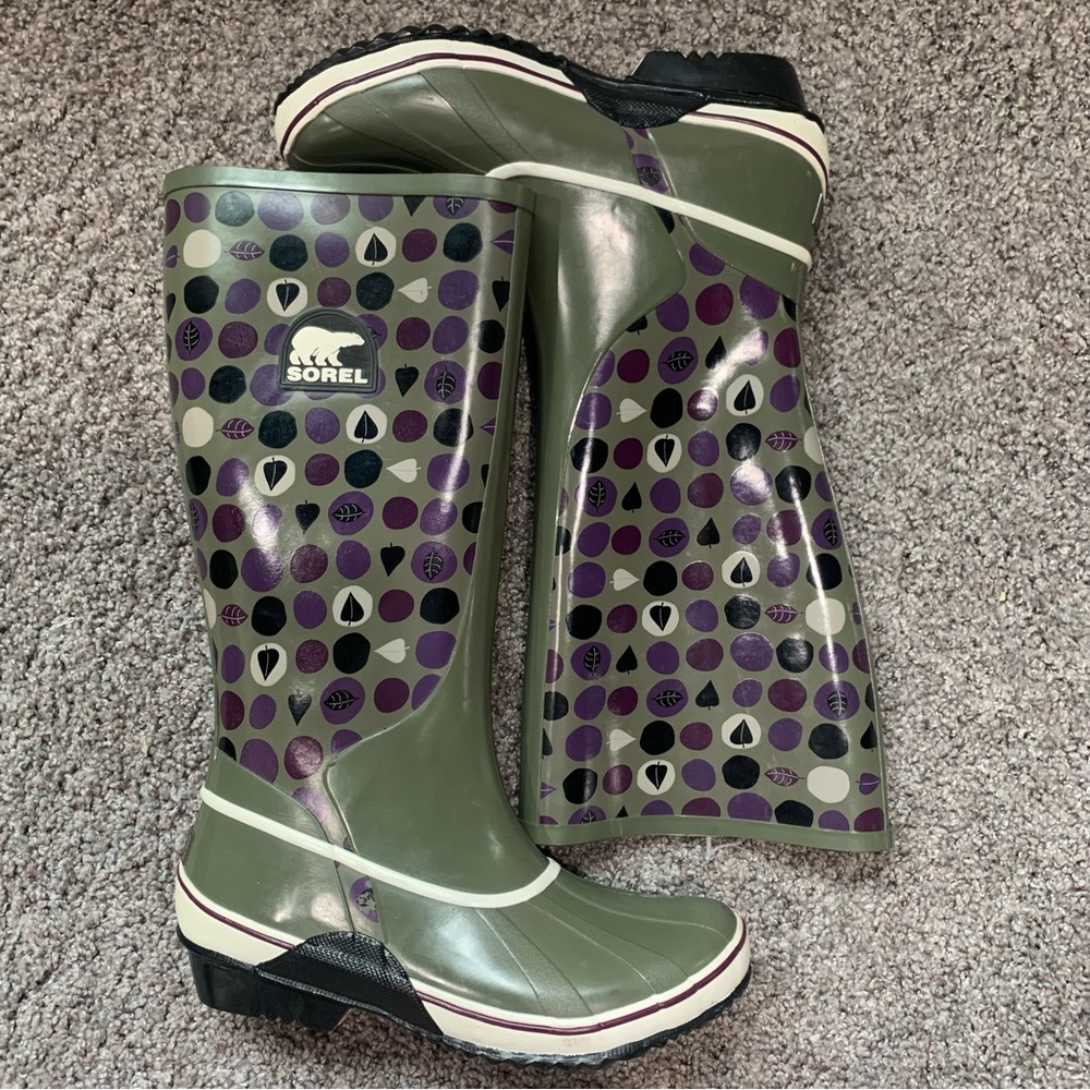 Sorel Women's Green Sorellington NL1621-255 Rubber Knee High Rain Boot Size 7